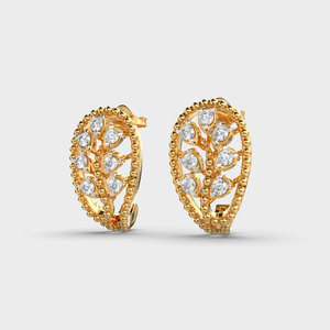 IGI Certified Lab Grown Diamond Oval Floral Cluster Stud Earrings 14K Yellow / White / Rose Gold Vintage Beaded <b>Frame</b> Earrings - Product Image 2