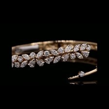 Bracelet en diamant cultivé en laboratoire 7CT en forme de feuille |   Bracelet en or jaune 14 carats - Product Image 4