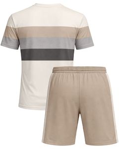 Mens Beige Grey Sports T Shirt And Shorts Set Breathable Quick Dry Gym Wear <b>Athletic</b> Running Training Activewear Outfit Set - Product Image 3