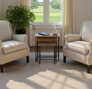 Wood Nesting Coffee <b>Table</b> Set Metal Frame End <b>Tables</b> Natural Brown Living Room <b>Side</b> <b>Tables</b> - Product Image 6