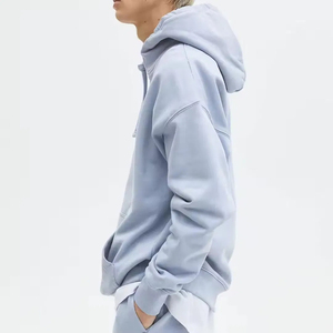 Conjunto de Sudadera con Capucha para Hombre, Color Azul Claro Sólido, Felpa Francesa, Ropa Casual de Verano - Product Image 3