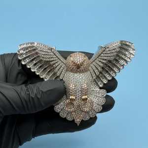 Colgante de Búho Volador de Lujo, Estilo Hip Hop, Plata 925, con Incrustaciones de Diamantes, Joyería Espiritual de Animales, Colgante de Búho Águila - Product Image 4