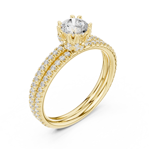 Anillo de Compromiso Triple Radiance con Diamante Redondo Cultivado en Laboratorio y Halo Oculto para Mujer, Oro 10k/14k/18k/Plata, Banda Pavé, Joyería Fina, Regalo - Product Image 5