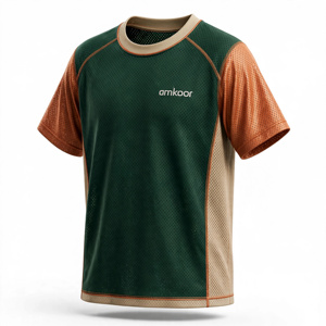 Maillot de football unisexe Amkoor vert et orange en polyester respirant imprimé par transfert thermique, uniforme adulte, détection par aiguille - Product Image 3