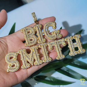 Pendentif de luxe en moissanite avec lettre « DEX » et chaîne en corde, entièrement serti de diamants, collier hip-hop, bijoux - Product Image 2