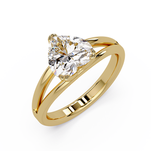 Anillo de compromiso elegante de oro puro de 14K con diamante solitario de corte corazón cultivado en laboratorio, certificado IGI, con banda dividida, para mujer - Product Image 2