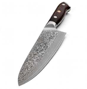 Couteau de chef japonais en acier Damas, vente en gros, couteaux de cuisine personnalisés en acier à haute teneur en carbone avec manche en bois - Product Image 4