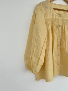 Cotton Slub Button Front Long Sleeve <b>Yellow</b> Blouse Loose Fit Casual Summer <b>Top</b> Lightweight <b>Ladies</b> Shirt boutique clothing - Product Image 3