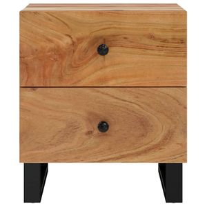 Mesita de Noche de Madera Natural y Negra con Diseño Elegante - Product Image 3