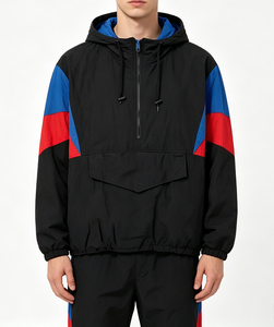 <b>Men's</b> <b>Half</b> <b>Zip</b> Windbreaker <b>Jacket</b> Custom Color Block Water Resistant Breathable Eco-Friendly Winter Streetwear ODM OEM Nylon - Product Image 1