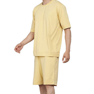 Econex Sports Men's Blue Casual Summer Two-Piece <b>Set</b> <b>Knitted</b> 100% Cotton Eco-Friendly Breathable Solid Seamless Fusing - Product Image 5