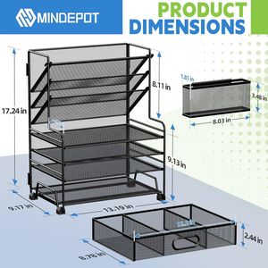 Organizzatore per Carta a 4 Livelli con Portadocumenti a 3 Tasche e Portapenne, Organizzatore da Scrivania e per Cassetti - Product Image 2