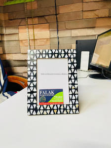 Mother of Pearl & Black Inlay Eco-Friendly Handmade Custom Size Embossing <b>Printed</b> Photo <b>Frame</b> Table Top Floral Design - Product Image 6