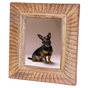 Hot Selling Mango Wood Picture <b>Photo</b> <b>Frame</b> with Carved Ridged Pattern Style <b>for</b> Tabletop or <b>Wall</b> Mount Rustic Home Decor Supply - Product Image 1