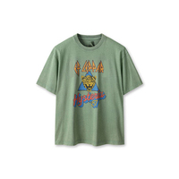 T-shirt à manches courtes pour homme, imprimé personnalisé, col rond tricoté minimaliste, coton doux délavé vintage, imprimé éco-responsable