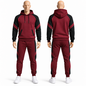 Nouvel ensemble décontracté de sportswear pour hommes : sweat à capuche zippé et pantalon, deux pièces, avec appliques en strass et broderie éponge, pour adultes. - Product Image 3