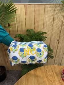 Bolsa de Aseo de Algodón Indio con Estampado de Bloques, Bolsa de Maquillaje, Bolsa de Viaje, Estuche de Maquillaje, Bolsa Combinable, Estuche Acolchado Estilo Boho - Product Image 5