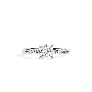 Women's 14k Gold plated Round Brilliant Cut Diamond Engagement Ring Prong Setting floral Style - Product Image 5