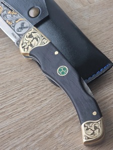 Couteau de poche pliant artisanal de haute qualité en acier inoxydable de qualité industrielle, manche en bois, verrouillage arrière, OEM, couteau de chasse EDC - Product Image 2