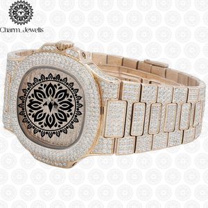 Charm Jewells Luxury Women's Yellow Gold Rectangle <b>Watch</b> <b>Diamond</b> Encrusted Folding Clasp Quartz Movement 18mm Band - Product Image 6
