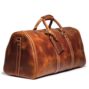 Sac de voyage week-end en cuir véritable 24 pouces grande capacité vintage Crazy Horse pour homme, vente en gros, usine OEM, logo personnalisé - Product Image 2