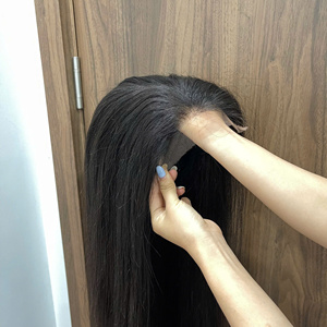 Meilleures ventes! Perruque en cheveux humains avec closure en dentelle au milieu, cheveux naturels raides, pour femmes, style doux, fournisseur de cheveux bruts - Product Image 3