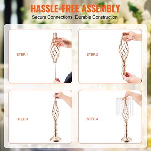 10 piezas de 55 cm/21,65 pies, centro de mesa de metal dorado para boda, florero alto de cristal, soporte para flores, decoraciones florales para mesa, centro de mesa para boda - Product Image 3