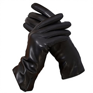 Gants en cuir véritable noir pour femme, longueur poignet, doublure cachemire, thermiques, compatibles écran tactile, style uni, pour l'hiver, décontractés, usage quotidien et extérieur - Product Image 2