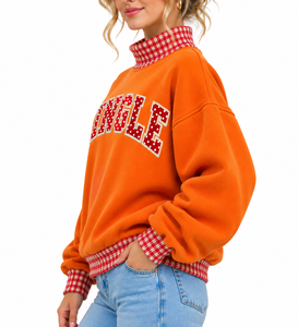 <b>Women's</b> Custom <b>Christmas</b> Mock Neck <b>Sweatshirt</b> Oversized Cotton Fleece Polka Dots Letter Patch Embroidery Wholesale Pullover - Product Image 6