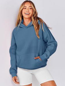 Haute qualité sweat à capuche pour femme polaire surdimensionné sweat goutte épaule à manches longues athlétique pull d'entraînement - Product Image 3