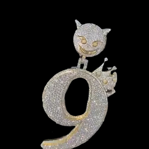 Luxury VVS Moissanite Diamond Gold Plated Two Tone Hiphop Custom <b>Initial</b> Letter 925 <b>Silver</b> <b>Pendant</b> - Product Image 4