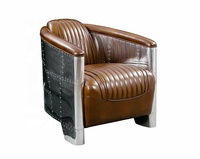 Mobilier haut de gamme moderne vintage indien en cuir PU aviateur canapé monoplace, canapé de salon