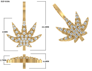 Pendentif en or jaune 10 carats de style vintage, inspiré de la nature, avec un diamant de laboratoire taille brillant en forme de feuille, certifié IGI, bijou raffiné - Product Image 6