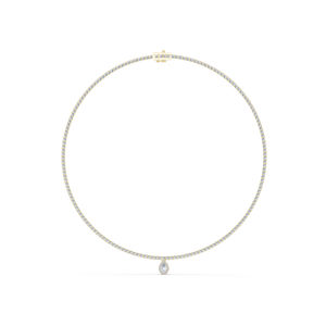 สร้อยคอทองคำ 14k สีเหลือง ประดับเพชรทรงลูกแพร์/ทรงกลม เพชรเพาะเลี้ยงสำหรับสวมใส่ทุกวันสำหรับผู้หญิง |   เพชรที่เพิ่งเพาะเลี้ยง - Product Image 1