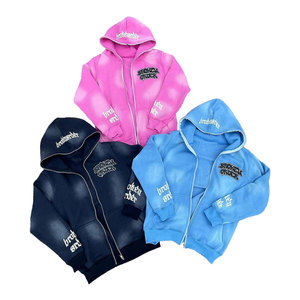 Conjunto Deportivo Personalizado de Algodón 100% Pesado con Bordado Desgastado, Sudadera con Capucha y Pantalones Deportivos Acampanados - Product Image 4