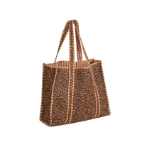 Sac fourre-tout matelassé en coton fait main léger et lavable à imprimé léopard, écologique, pour femme, mode vintage, ouvert, plage, automne