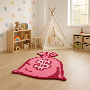 dollar Shapes Contemporary Irregular Abstract Shape Hand Tufted Wool Rug Modern Custom Designer Area <b>Carpet</b> in India for Home - Product Image 2