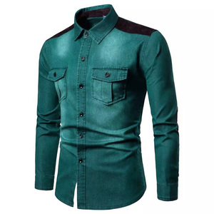 Camisas de Vestir para Hombre, Estilo Urbano, Cuello Camisero, Tejido Transpirable, 100% Algodón, Color Sólido, Jeans Denim, Tendencia - Product Image 2