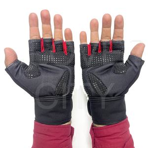 Para guantes de levantamiento de pesas de cuero sintético transpirables ajustables duraderos de medio dedo con palma acolchada para gimnasio - Product Image 1