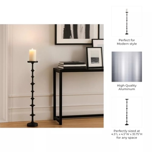 Élégant support de bougie sur pied en aluminium noir mat pour Noël et mariages, taille et forme personnalisables, écologique - Product Image 4