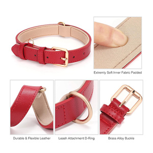 Collier pour chien en cuir le plus vendu, respirant, imperméable, classique, rembourré et doux, avec boucle réglable - Product Image 3