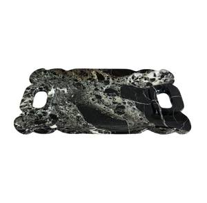 Plateau de service rectangulaire en marbre noir zèbre, forme festonnée, moderne, résistant au feu, en pierre naturelle, pour cuisine et salle à manger, luxe pour la maison - Product Image 3