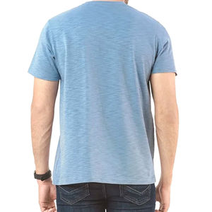 Men's Solid Color O-Neck T-Shirt <b>Short</b> Sleeve Regular Fit 100% Cotton Jersey Casual Wear Blue - Product Image 5
