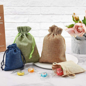 <b>Small</b> Jute Gift Pouches – Natural Fiber <b>Drawstring</b> <b>Bags</b> for Return Gifts, Jewelry and Promotional Packaging - Product Image 3