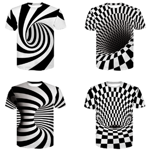 T-shirt décontracté d'été pour homme, noir et blanc, imprimé 3D, col rond, manches courtes, en polyester, personnalisable avec logo OEM ODM - Product Image 5
