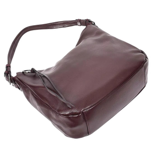 Bolso de Hombro de Cuero Genuino Estilo Vintage para Mujer, Bolso Tipo Hobo Color Borgoña, Bolso Cruzado Informal con Dos Correas y Cierre - Product Image 2