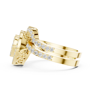 Anillo de Diamantes de Oro Sólido de 14k para Mujer, Diseño en Forma de Corazón con Engaste Pavé, Corte Brillante Redondo, Anillo de Compromiso Clásico para Regalo - Product Image 2