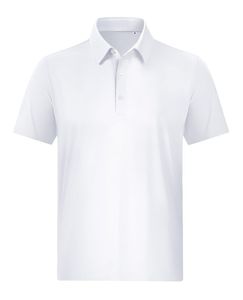 เสื้อเชิ้ตแขนสั้นสีขาวสำหรับผู้ชาย ทรงปกติ สีพื้น ผ้าฝ้าย 100% ปิเก้ สไตล์ทางการ ระบายอากาศได้ดี ผ้าถักกันยับ - Product Image 1