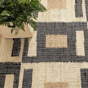 Chunky Hand Braided Jute Rug | Natural Basket Weave Area Carpet | Thick Textured Flatweave <b>Mat</b> Machine Made Non-Slip Wabi-Sabi - Product Image 3
