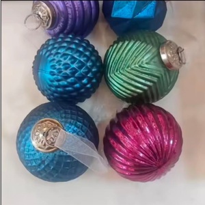 <b>Christmas</b> <b>Ornaments</b> 4 Square Ball <b>Glass</b> Blown <b>Ornaments</b> for <b>Christmas</b> Tree - Product Image 2